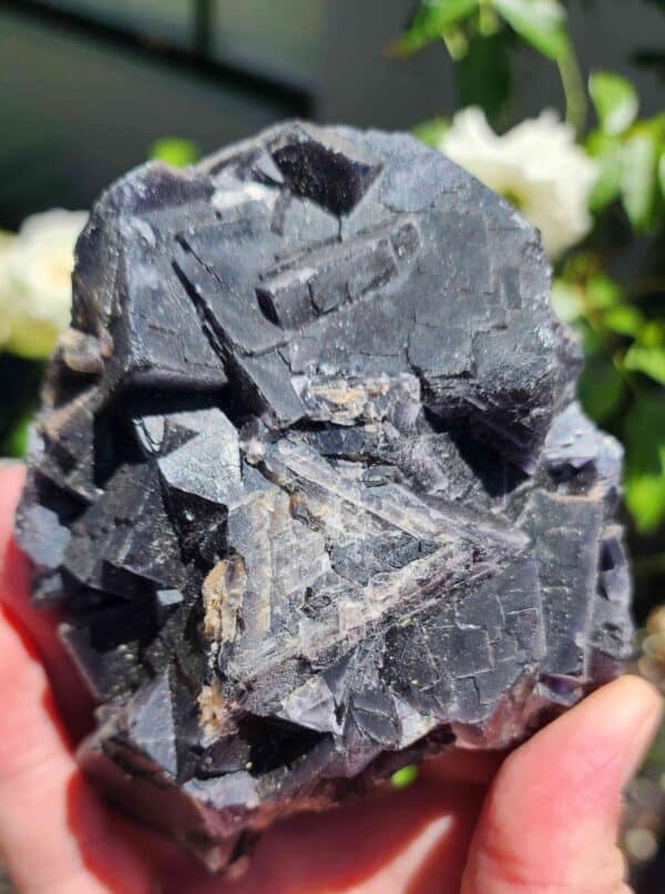 Blood Rose Raw Cubic Fluorite Crystal Cluster - Image 2