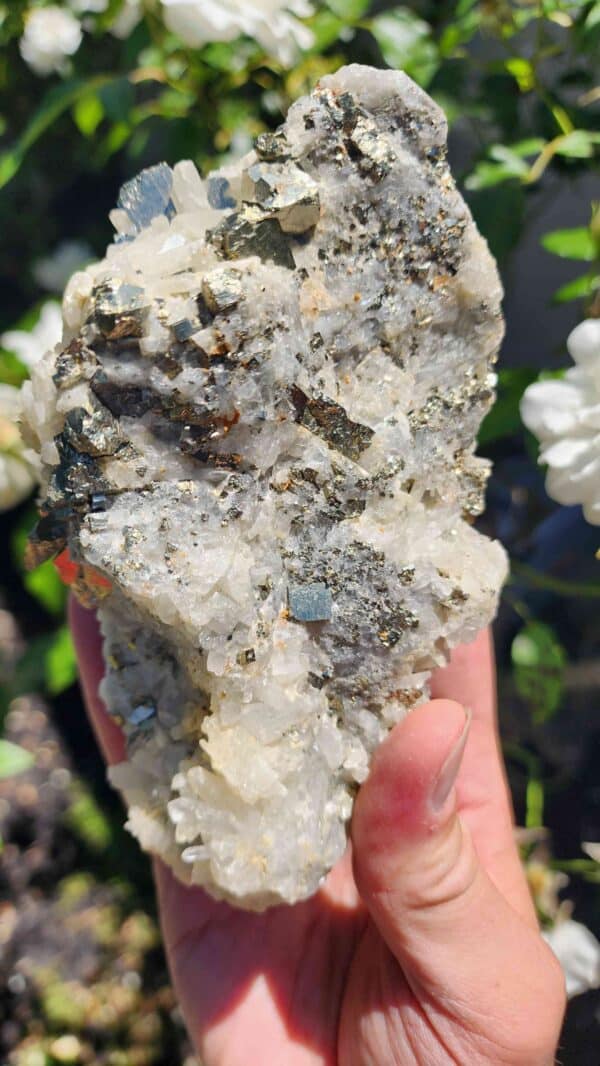 Natural Pyrite And Quartz Cluster - Image 2