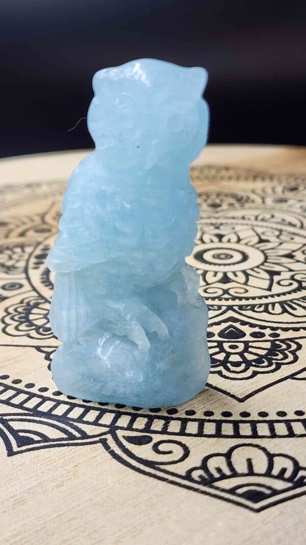 Hand carved Aquamarine Crystal Owl
