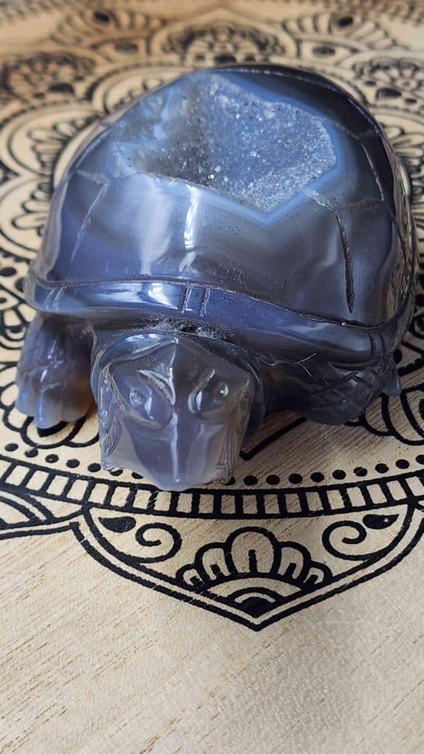 Hand carved Agate Crystal Cluster Turtle