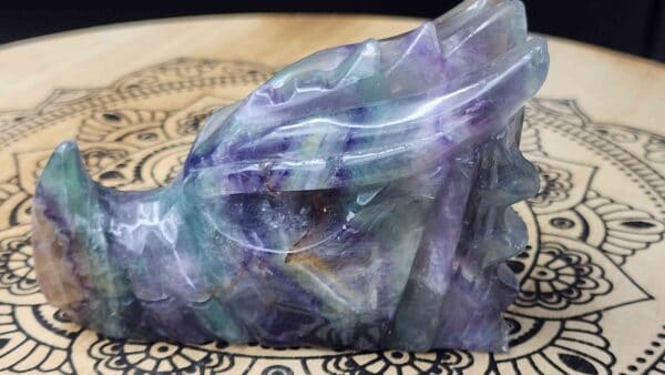Rainbow Fluorite Crystal Dragon Skull - Image 3