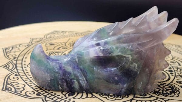 Rainbow Fluorite Crystal Dragon Skull
