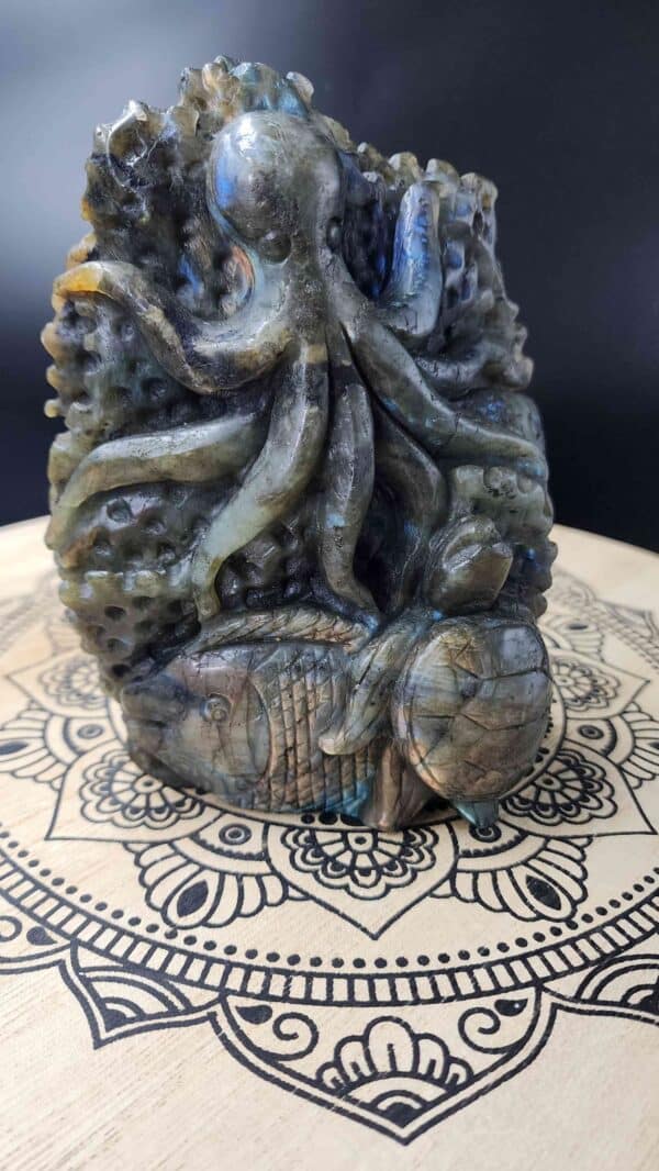 Hand carved Labradorite Crystal Sea Scene