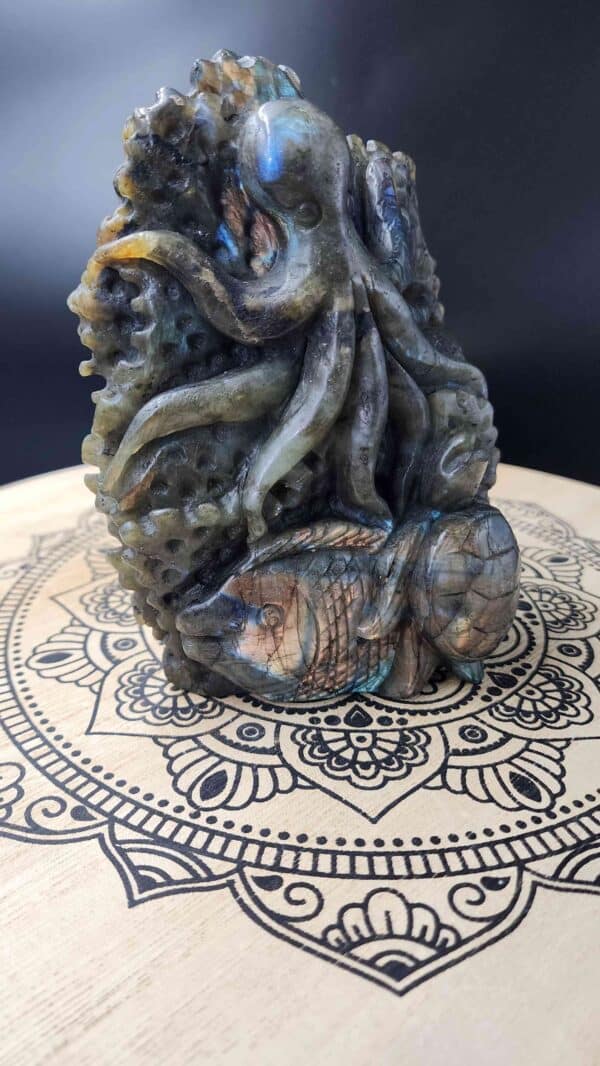 Hand carved Labradorite Crystal Sea Scene - Image 2