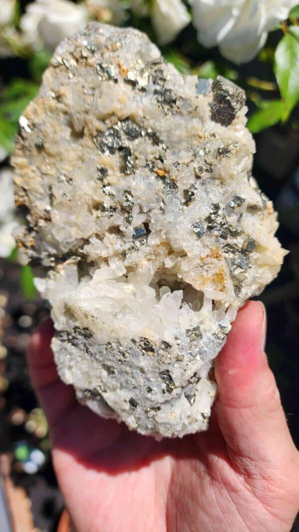 Natural Pyrite And Quartz Cluster - Image 3