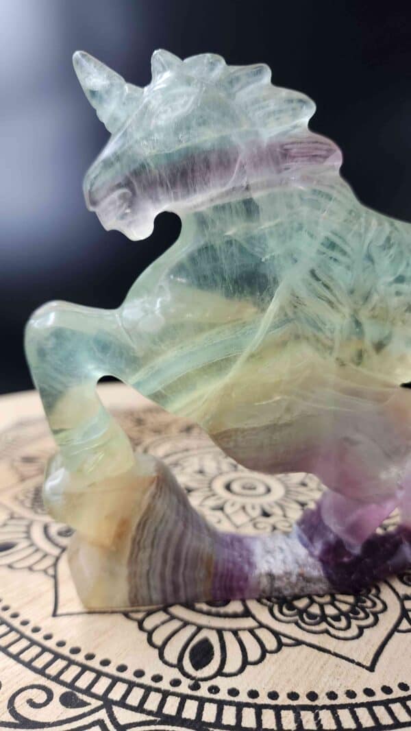 Rainbow Fluorite Crystal Unicorn - Image 2