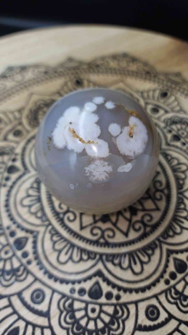 Natural Flower Agate Crystal Sphere - Image 2