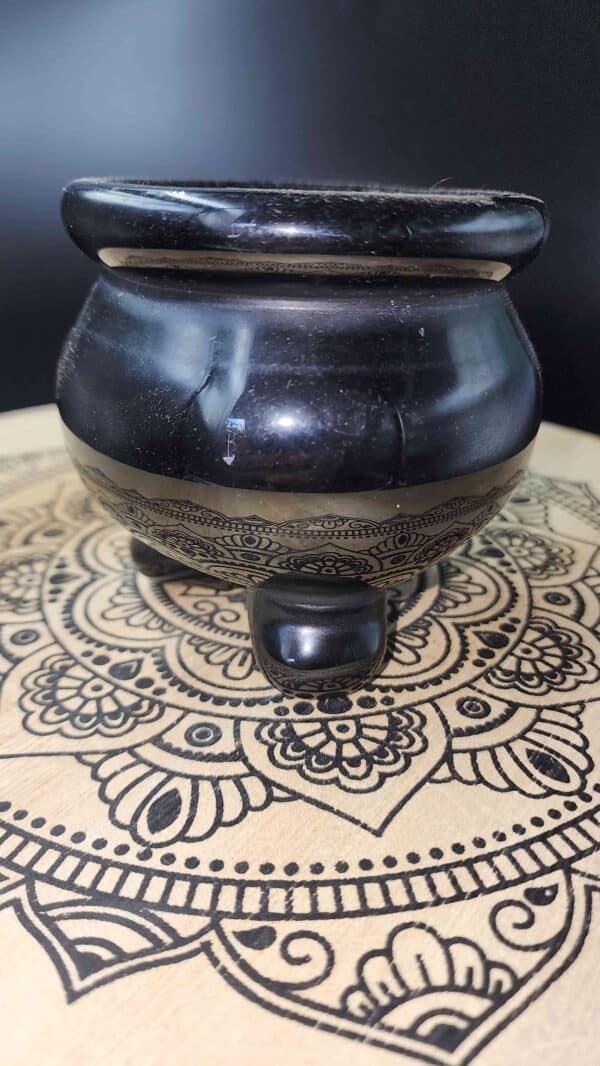 Black Obsidian Crystal Cauldron