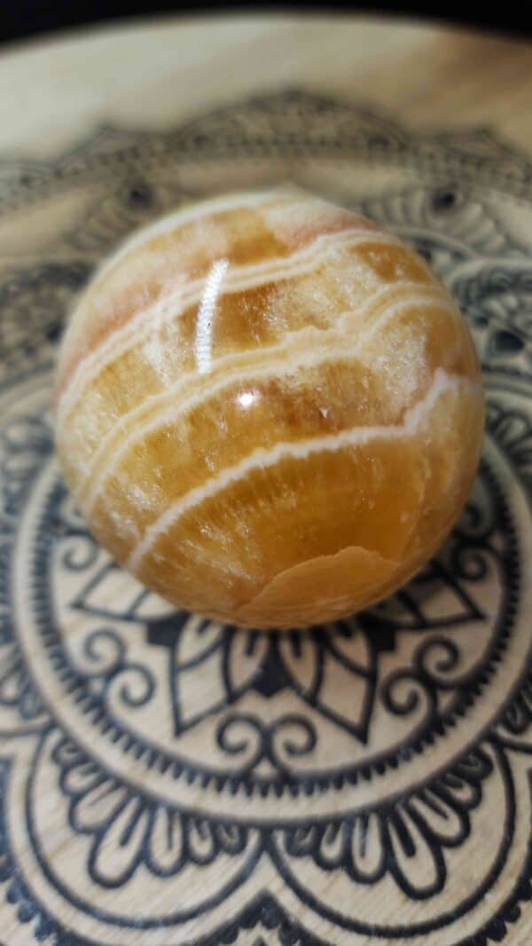 Yellow Banded Calcite Crystal Sphere