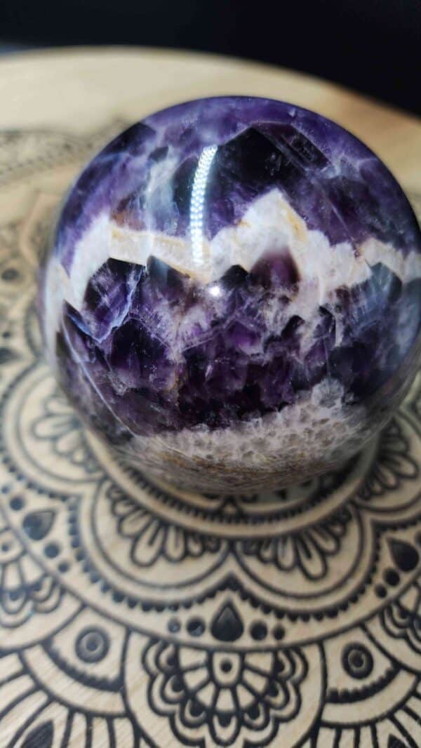 Chevron Amethyst Crystal Sphere
