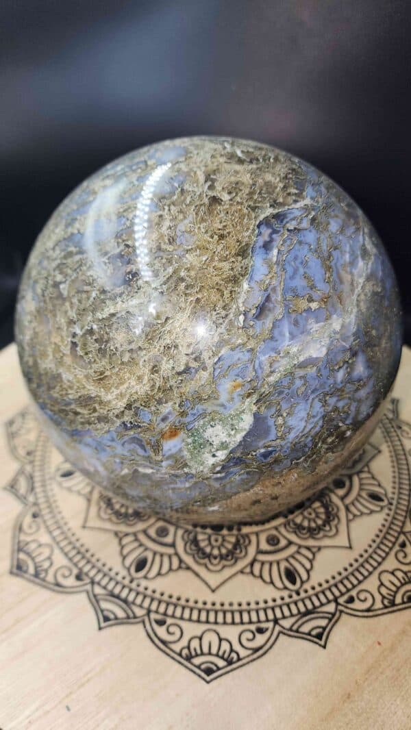 Blue Chalcedony Moss Agate Crystal