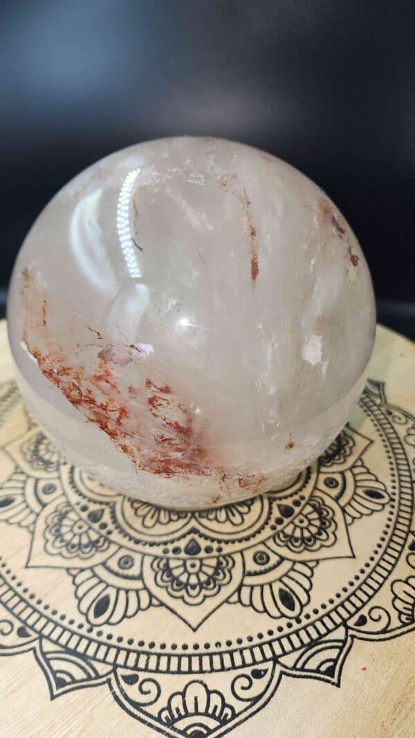 Clear Fire Quartz Crystal Sphere