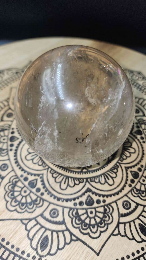 Clear Quartz Crystal Sphere With Rutile