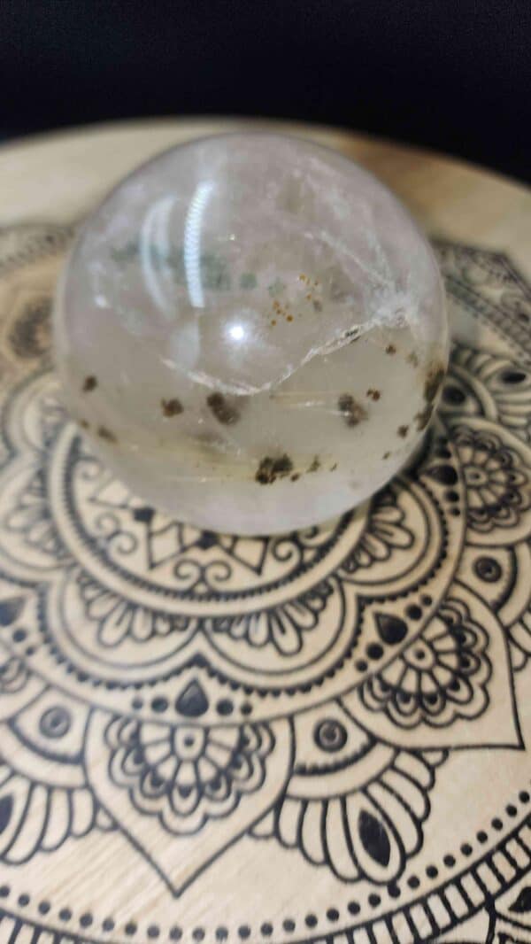 Golden Rutilated Crystal Sphere With Mica & Chlorite - Image 2
