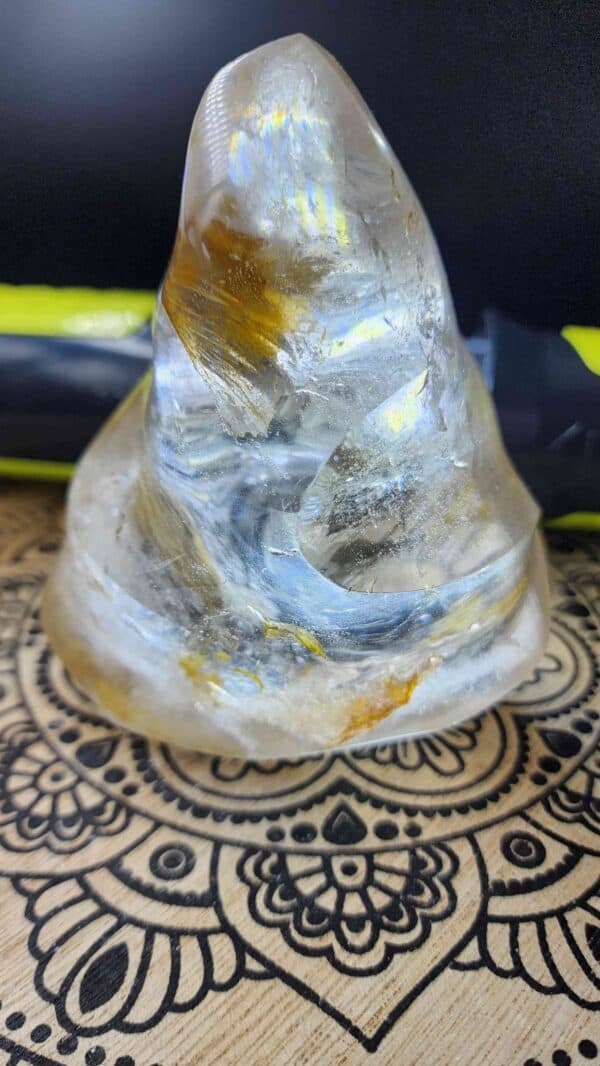 Golden Healer Clear Quartz Crystal Flame