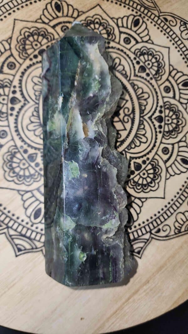 Raw And Polished Fluorite Crystal Tower