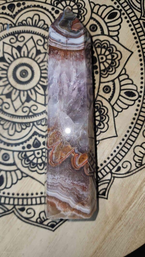 Amethyst And Mexican Lace Agate Crystal Tower
