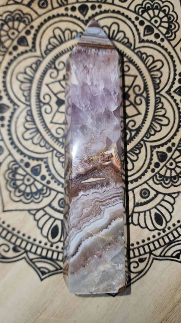 Amethyst And Mexican Lace Agate Crystal Tower - Image 2