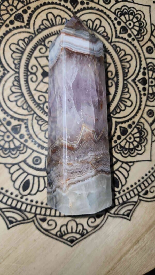 Amethyst And Mexican Lace Agate Crystal Tower - Image 2