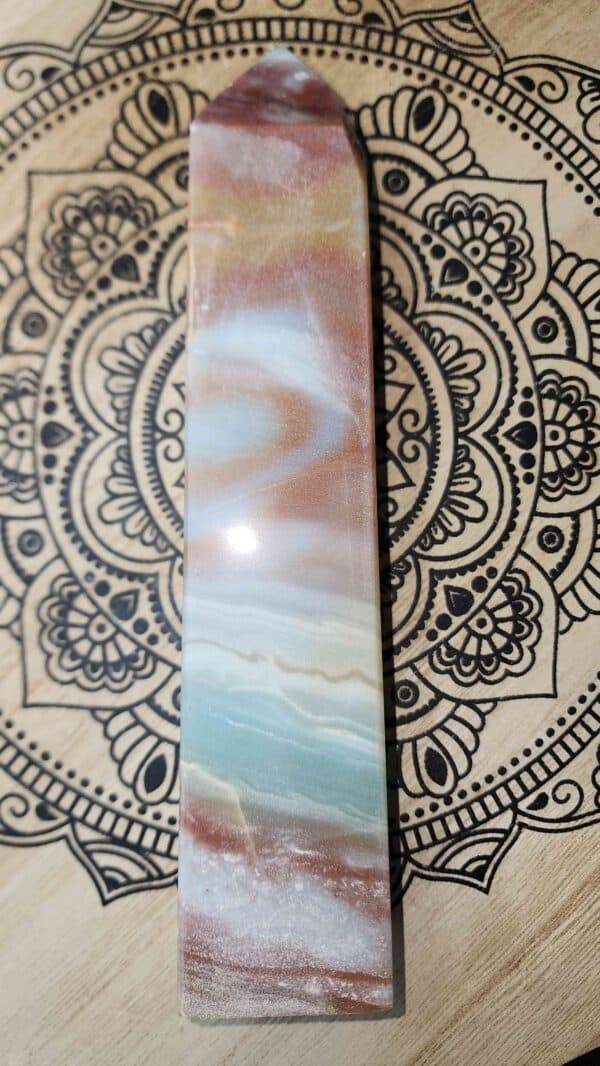 Natural Amazonite Caribbean Calcite Crystal Tower - Image 2