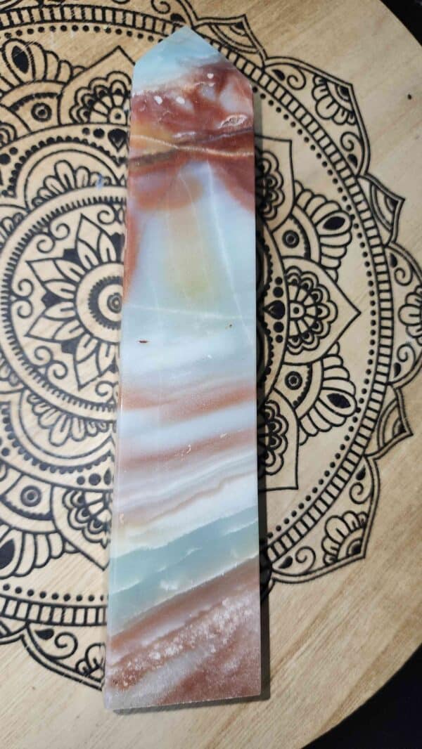Natural Amazonite Caribbean Calcite Crystal Tower