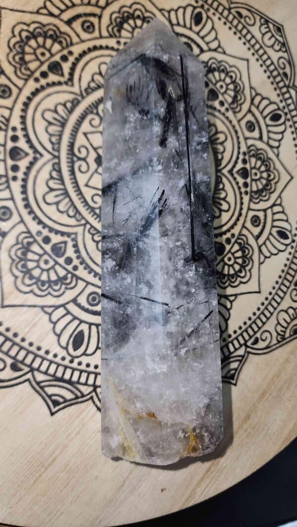 Black Tourmaline Rutilated Quartz Tower