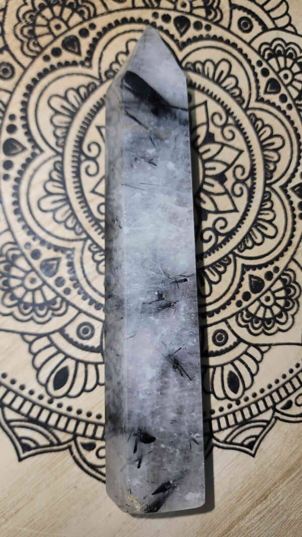 Black Tourmaline Rutilated Quartz Tower - Image 2