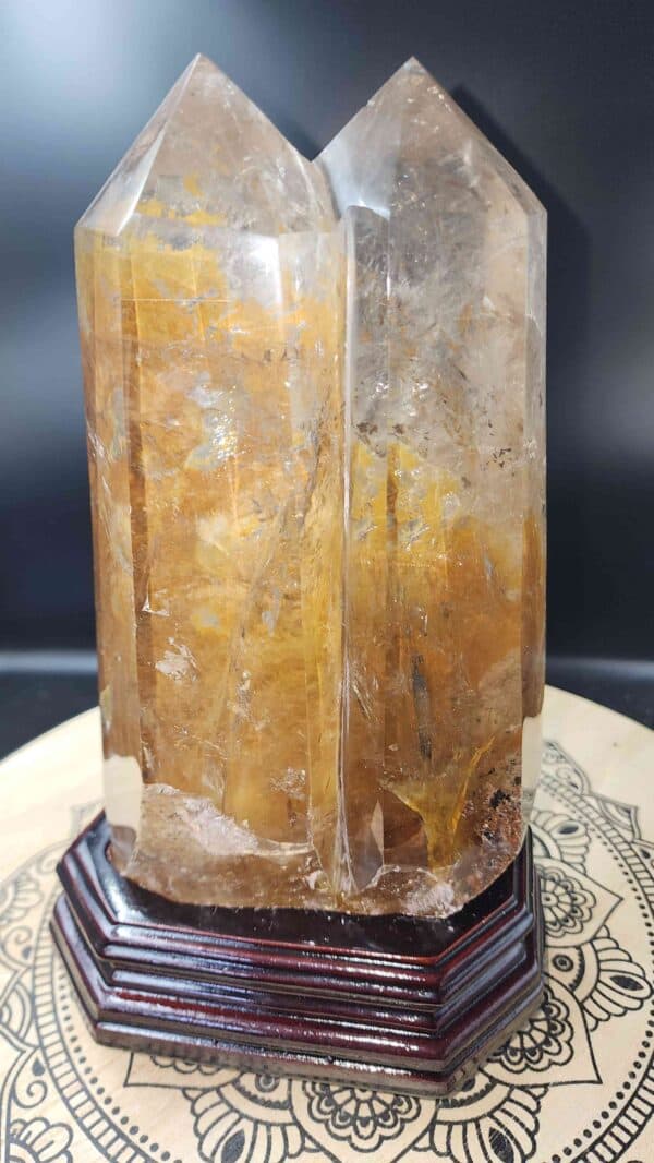 Golden Rutilated Golden Healer Twin Tower On Stand
