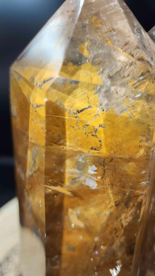 Golden Rutilated Golden Healer Twin Tower On Stand - Image 3