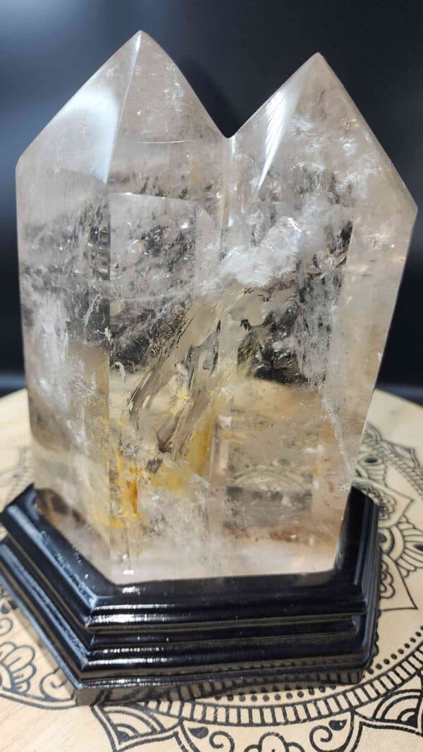 Silver Rutilated Clear Quartz Crystal Twin Tower - Image 2