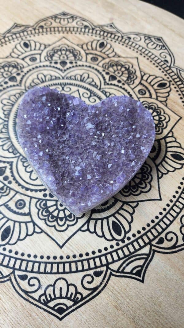 Natural Brazilian Amethyst Crystal Cluster Heart - Image 2