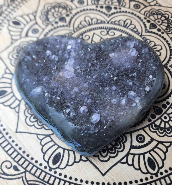 Natural Brazilian Amethyst Crystal Cluster Heart