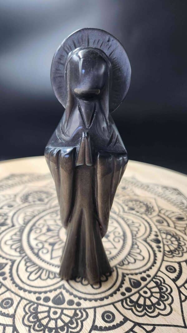Silver Sheen Obsidian Crystal Carving