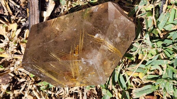 Gold Rutilated Smokey Quartz Crystal Freeform