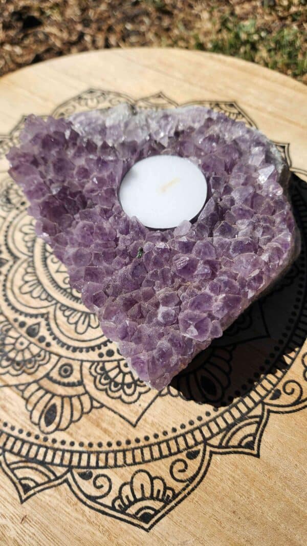 Brazilian Amethyst Tea Light Candle Cluster