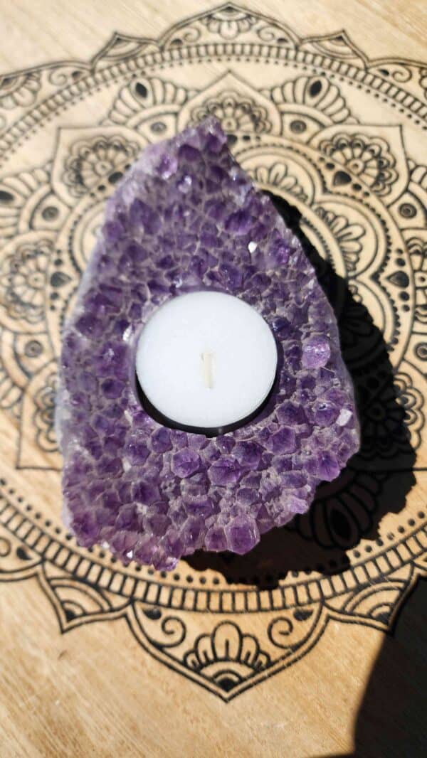 Brazilian Amethyst Tea Light Candle Cluster