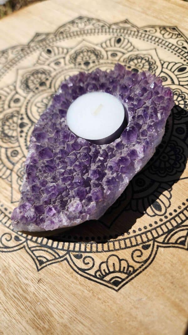 Brazilian Amethyst Tea Light Candle Cluster - Image 2