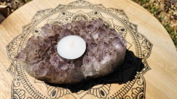 Brazilian Amethyst Tea Light Candle Cluster