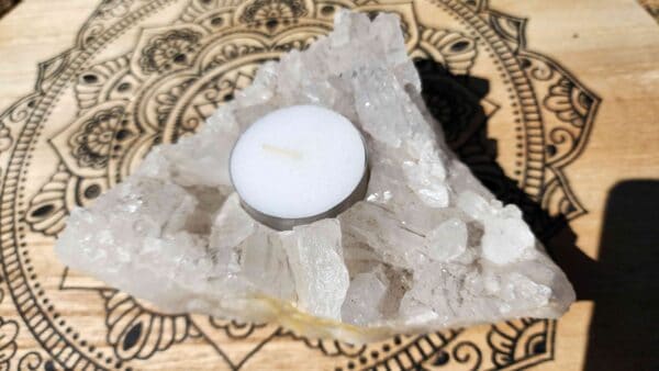 Natural Brazilian Clear Quartz Tea Light Candle Cluster