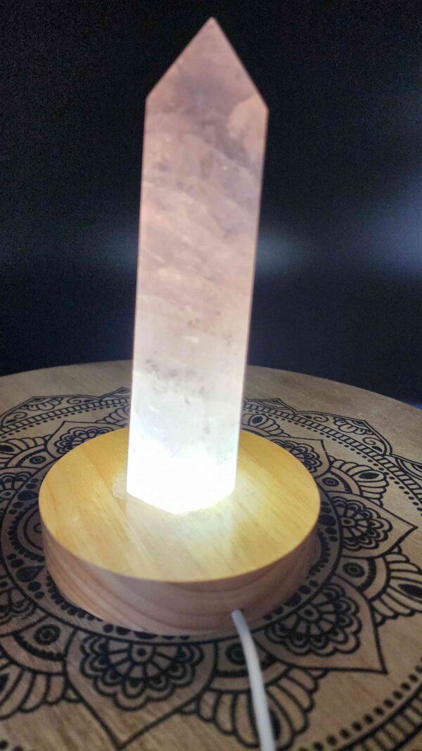Rose Quartz Crystal Tower Lamp