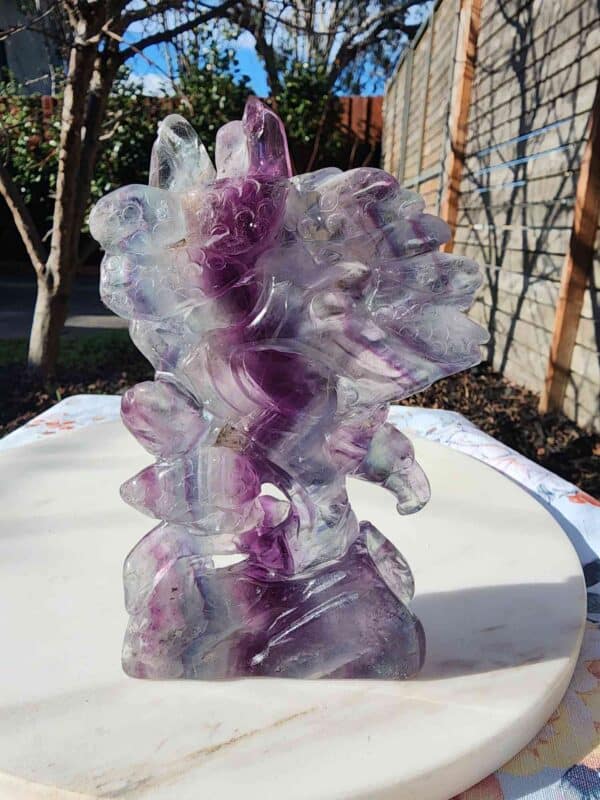 Hand carved Rainbow Fluorite Crystal Eagle - Image 2