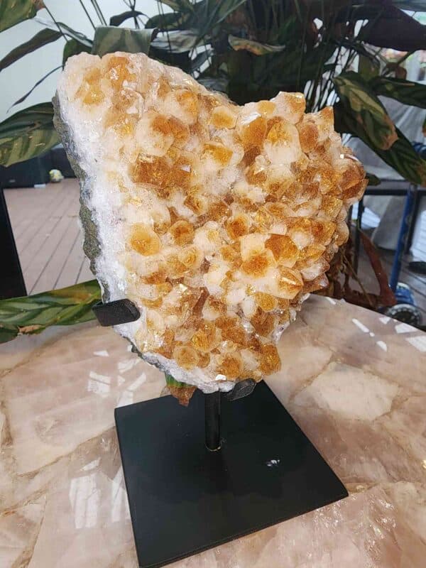 Large Heated Citrine Cluster With Stand