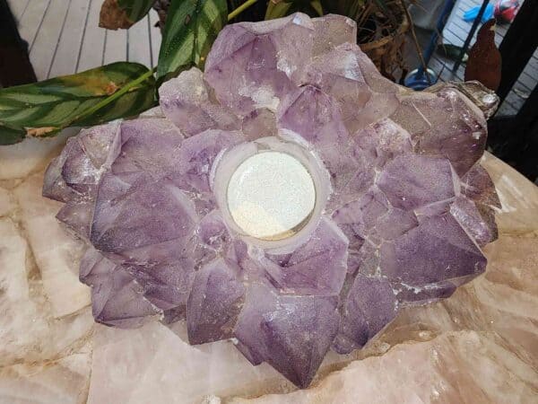 Natural Amethyst Crystal Tealight Candle Holder