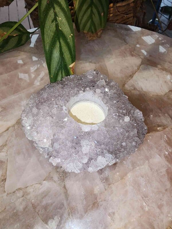Natural Amethyst Crystal Tealight Candle Holder
