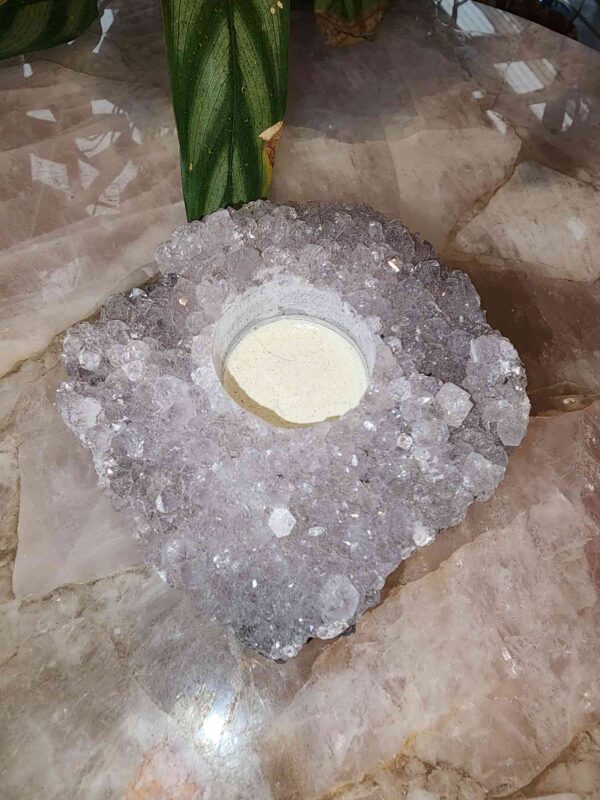 Natural Amethyst Crystal Tealight Candle Holder - Image 2